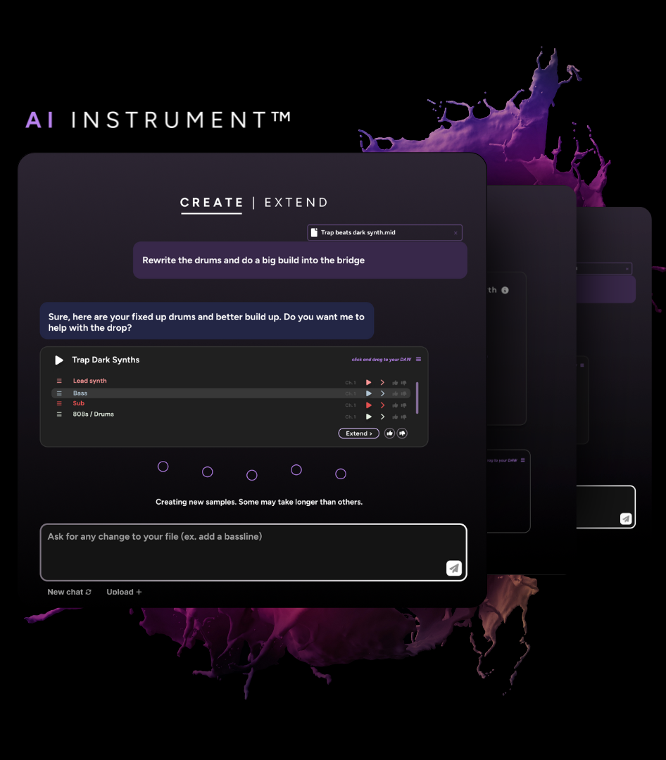 Image showing the Staccato AI Instrument with generated MIDI music