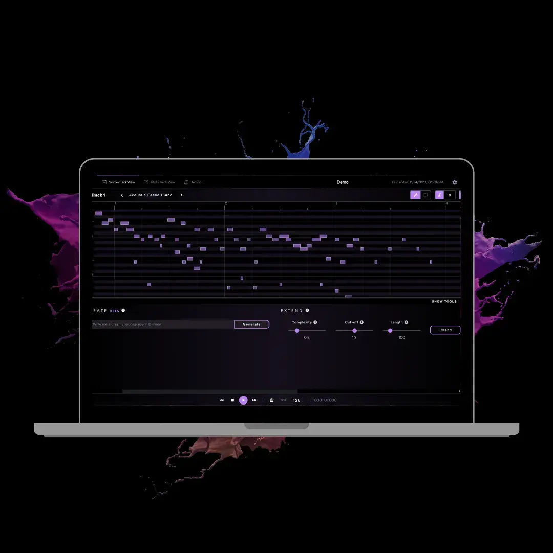 Video showing the Staccato AI Instrument making generative MIDI music